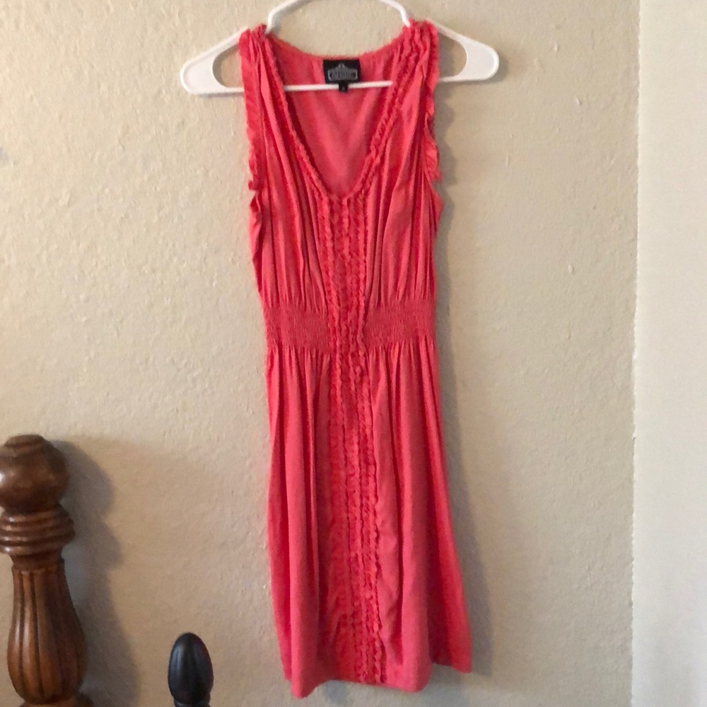Boho coral mini dress sz M